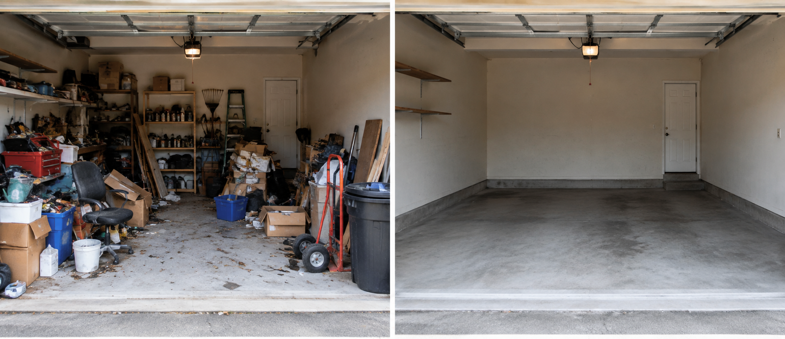 Garage Cleanout project before after